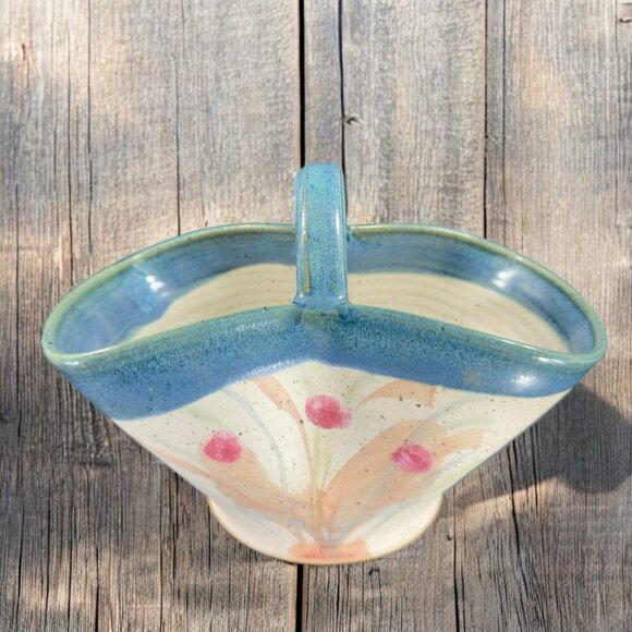 2004 North Carolina RUSSELLWOOD Pottery Hand Made Basket Dish Bowl Signed VTG - Picture 2 of 14